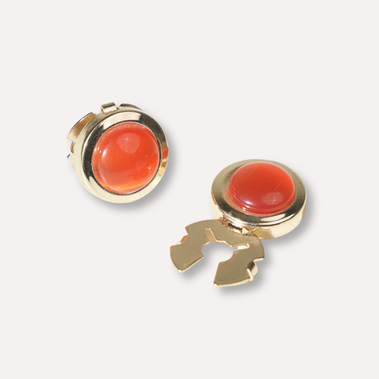 The Dome Cuff Buttons – Coral & Gold