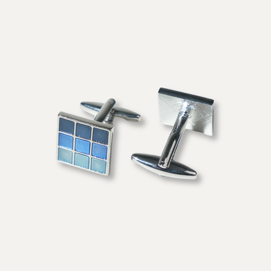 The Blue Grid Cuff Links – Silver
