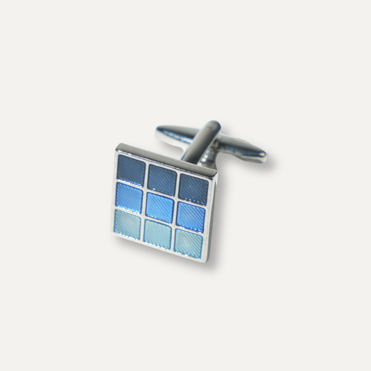 The Blue Grid Cuff Links – Silver