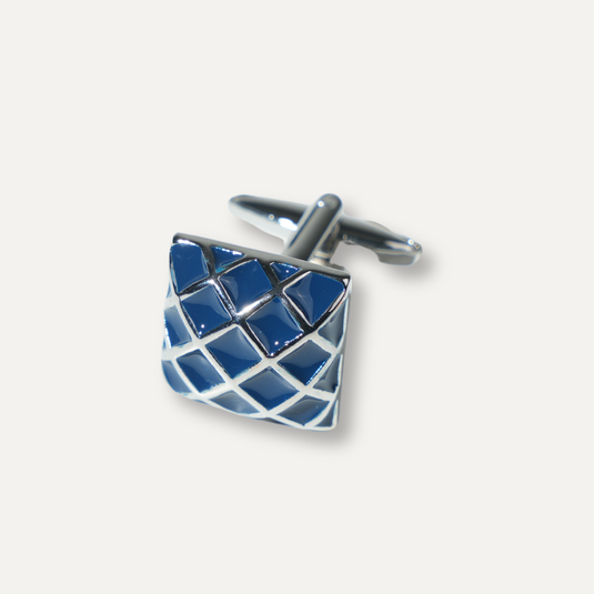 The Lattice Grid Cuff Links – Blue & Silver