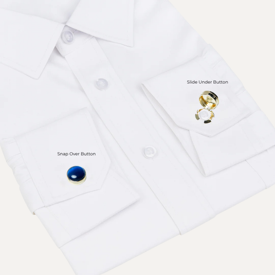 The Polished Dome Cuff Buttons – Blue & Silver