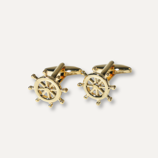 The Helm Wheel Cuff Links – Gold