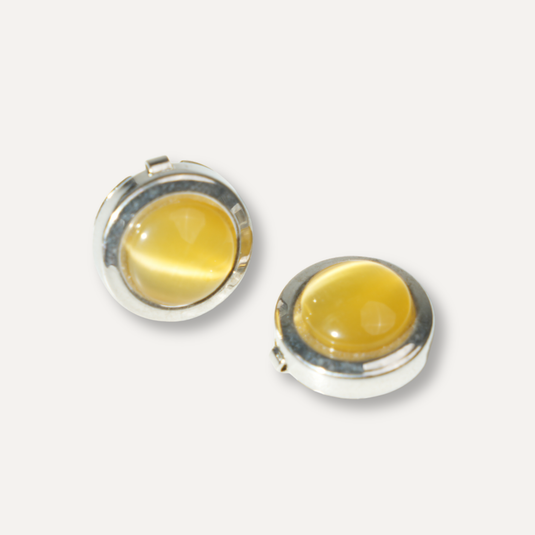 The Dome Cuff Buttons – Yellow & Silver