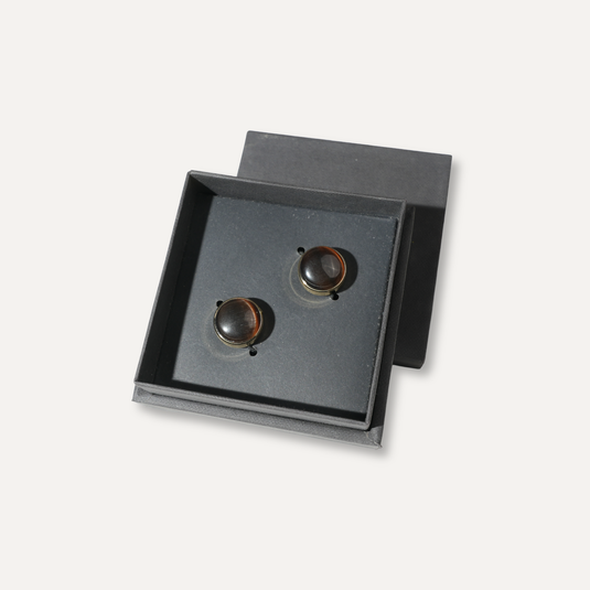 The Polished Dome Cuff Buttons – Charcoal & Silver