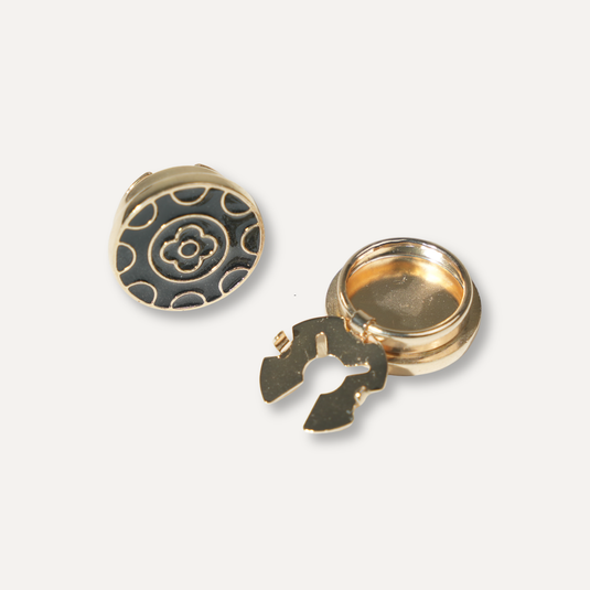 The Medallion Cuff Buttons – Black & Gold