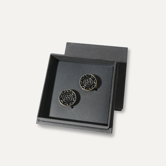 The Medallion Cuff Buttons – Black & Gold