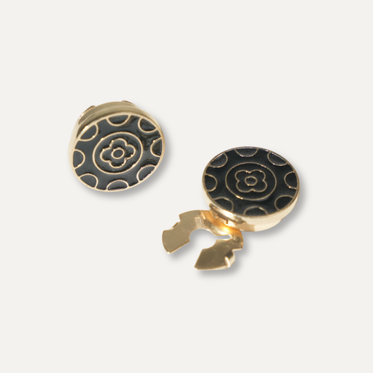 The Medallion Cuff Buttons – Black & Gold