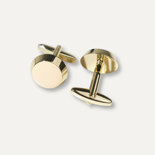 The Classic Round Cuff Links – Gold & Cream