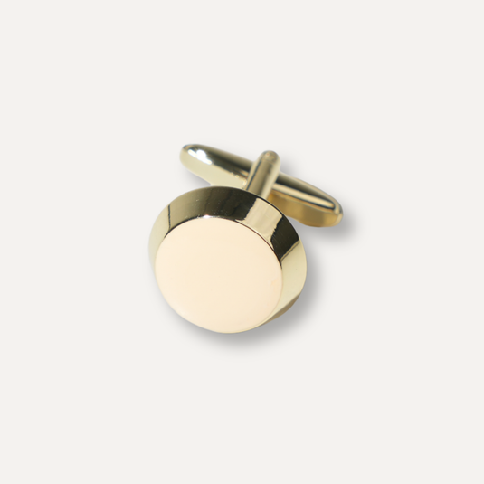 The Classic Round Cuff Links – Gold & Cream