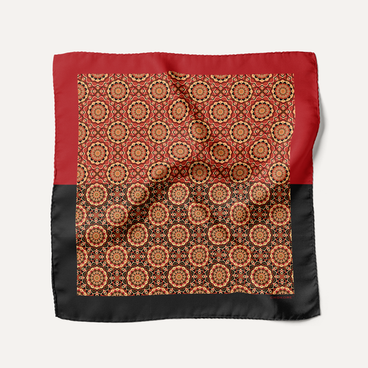 The Mandala Floral Pocket Square – Crimson & Black