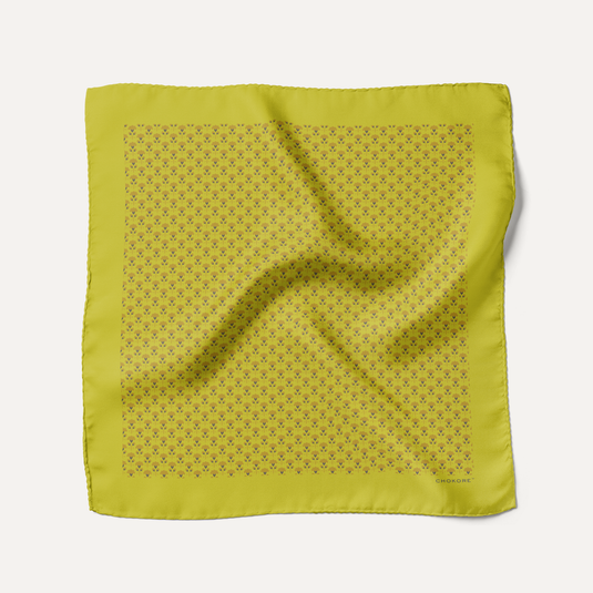 The Inked Bloom Pocket Square  – Olive