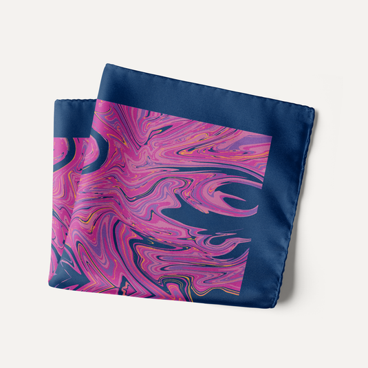 The Liquid Marble Pocket Square – Midnight Magenta