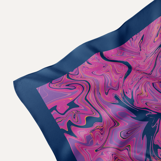 The Liquid Marble Pocket Square – Midnight Magenta