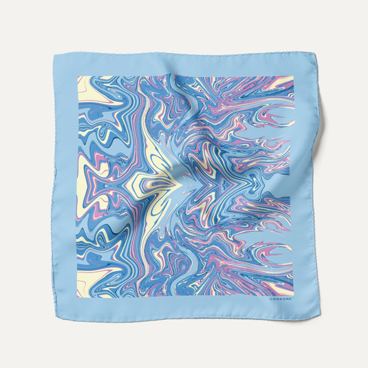 The Liquid Marble Pocket Square – Powder Blue