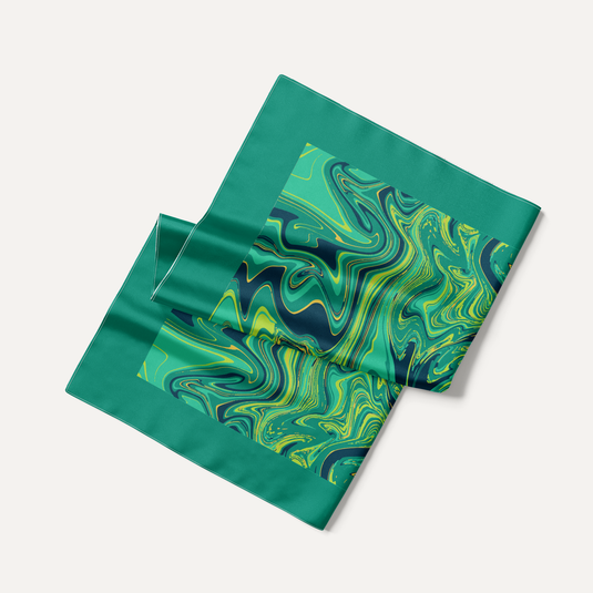 The Liquid Marble Pocket Square – Emerald Current