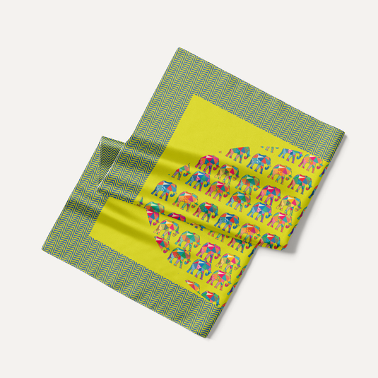 The Elephant Mosaic Pocket Square – Lime Green