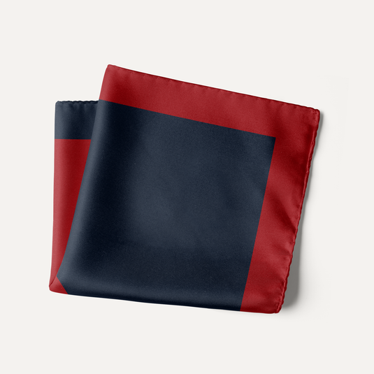 The Diagonal Divide Pocket Square – Navy & Red