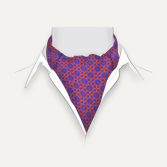 The Lattice Bloom Cravat - Red with Blue