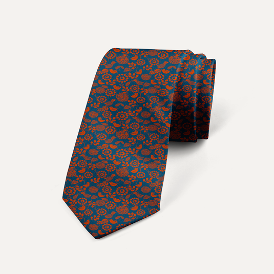 The Garden Chronicle Silk Tie – Blue & Red