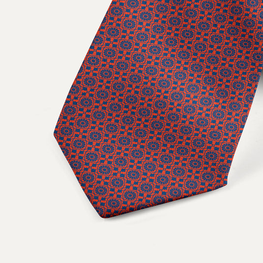The Lattice Bloom Silk Tie – Wine & Blue