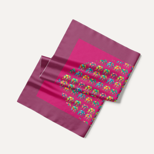 The Elephant Mosaic Pocket Square – Magenta