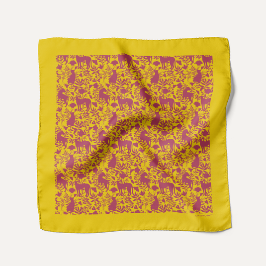 The Hidden Jungle Pocket Square – Lemon & Raspberry