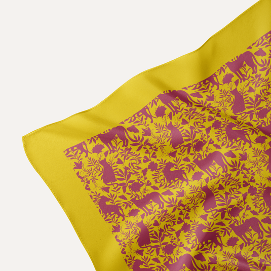 The Hidden Jungle Pocket Square – Lemon & Raspberry