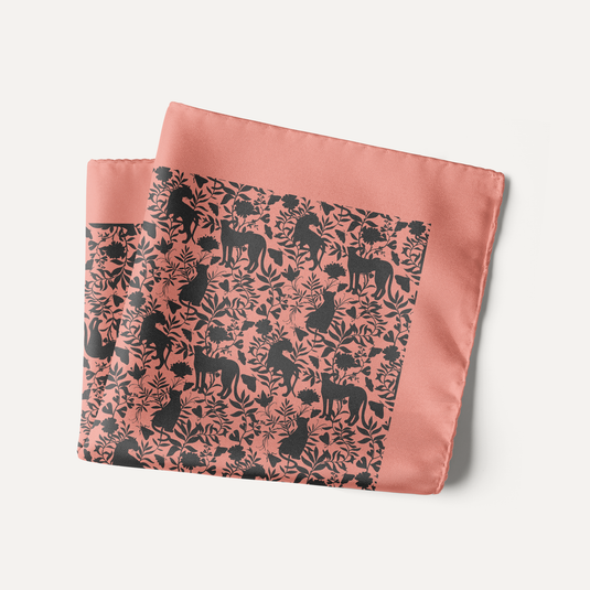 The Hidden Jungle Pocket Square – Coral